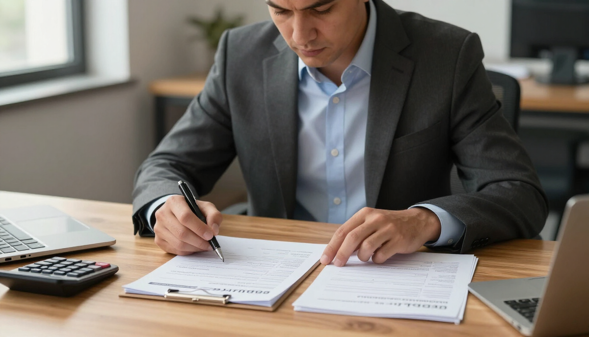 Customs broker reviewing a commercial invoice and packing list for a server shipment
