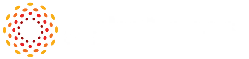 A white background with a circle of red and yellow dots on it.