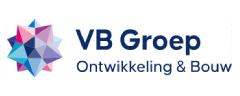 VB Groep logo with multicolored geometric star and blue text “Ontwikkeling & Bouw”