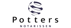 Het logo van Potters Barnsley met een gestileerde paarse krul boven zwarte tekst op een witte achtergrond.
