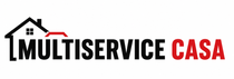 Logo di Multiservice Casa con icona di un tetto di casa nero e testo in grassetto nero e rosso su sfondo bianco.