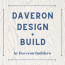 Logo for Daveron Design + Build. Text over a wood grain pattern: Daveron Design + Build by Daveron Builders.
