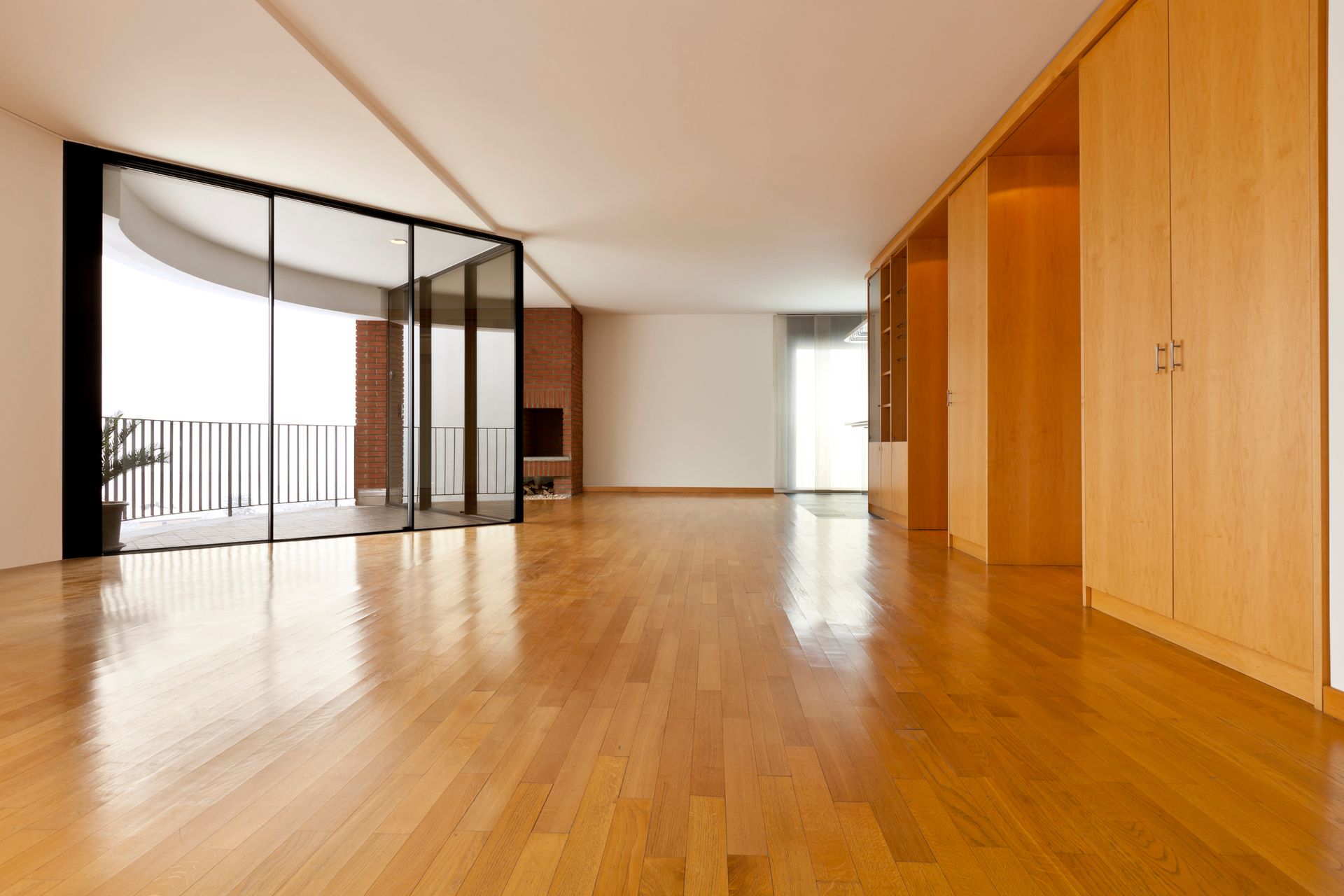 Modern empty room with wood floor