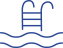 Blue pool ladder over wavy water lines