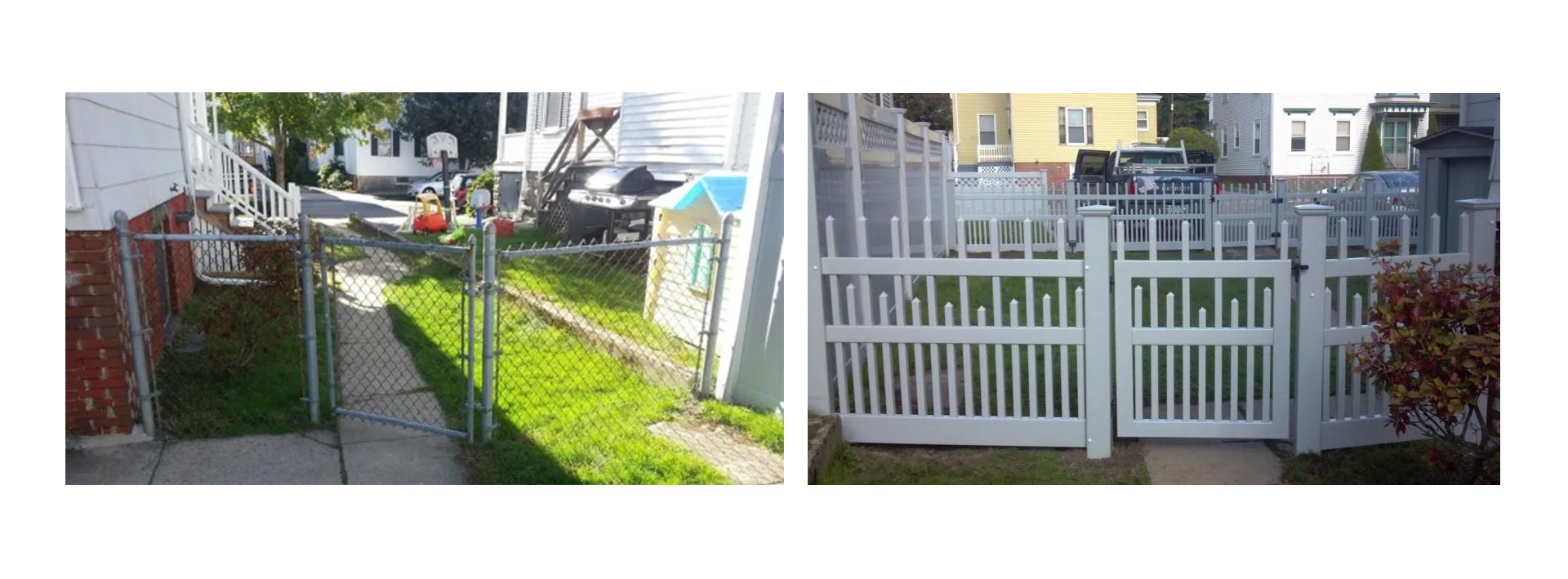 A picture of a fence and a picture of a gate.