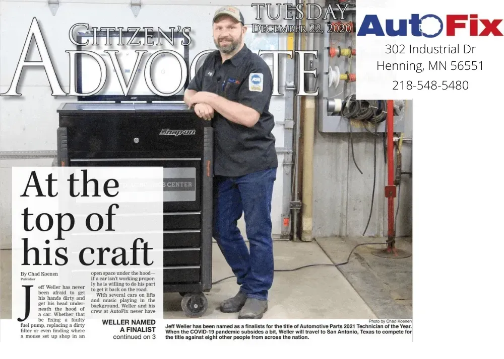 Automotive Parts 2021 Technician of the Year - Citizen's Advocate from Auto Fix in Ottertail, MN
