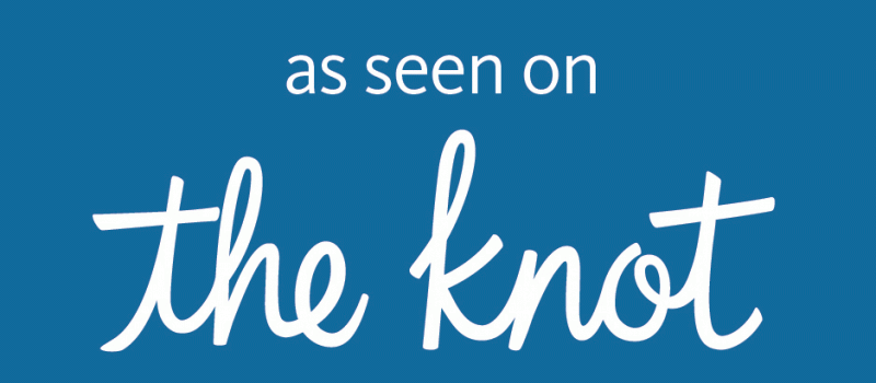 Blue “as seen on the knot” logo text