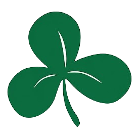 Green three-leaf clover icon on a white background