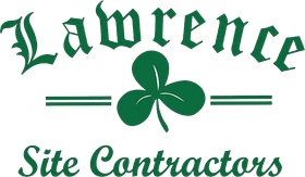 Lawrence Site Contractors logo with green shamrock and script text on white background