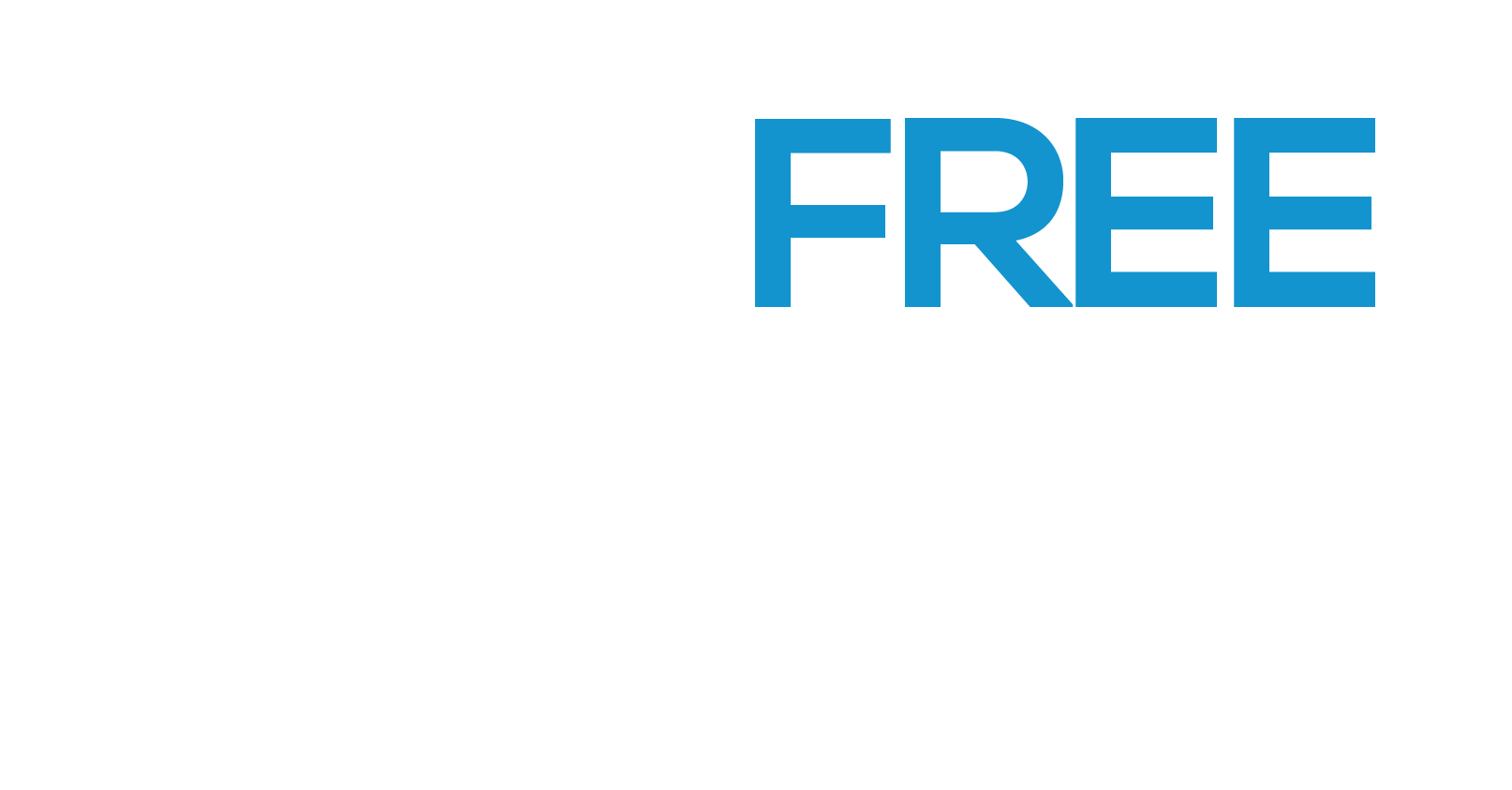 The word "FREE" in blue sans-serif capital letters against a white background.