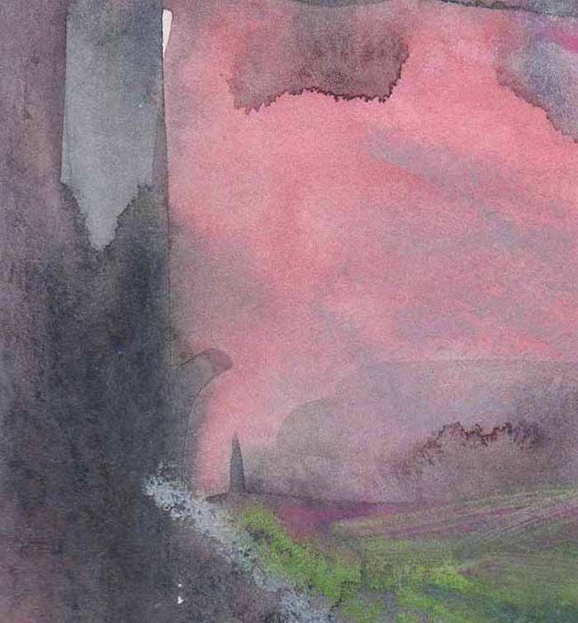 window view, evening, watercolour sketch by Lorna Flanagan