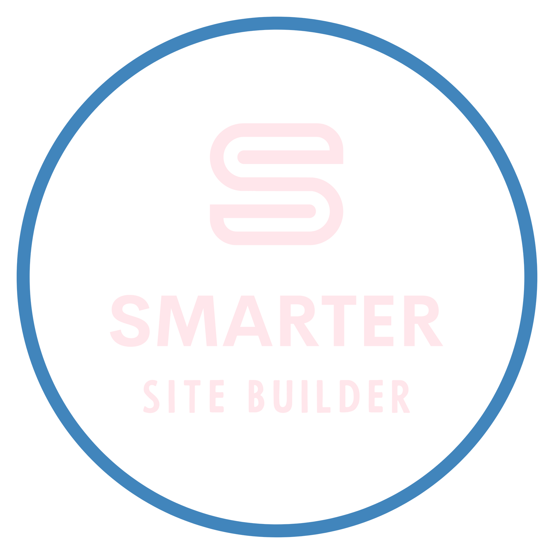 The logo for smarter site builder is pink and blue.