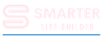 The logo for smarter site builder is pink and blue.