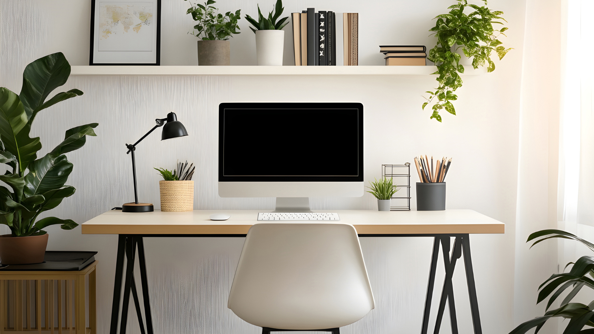 Office desk prepped for deep cleaning visit