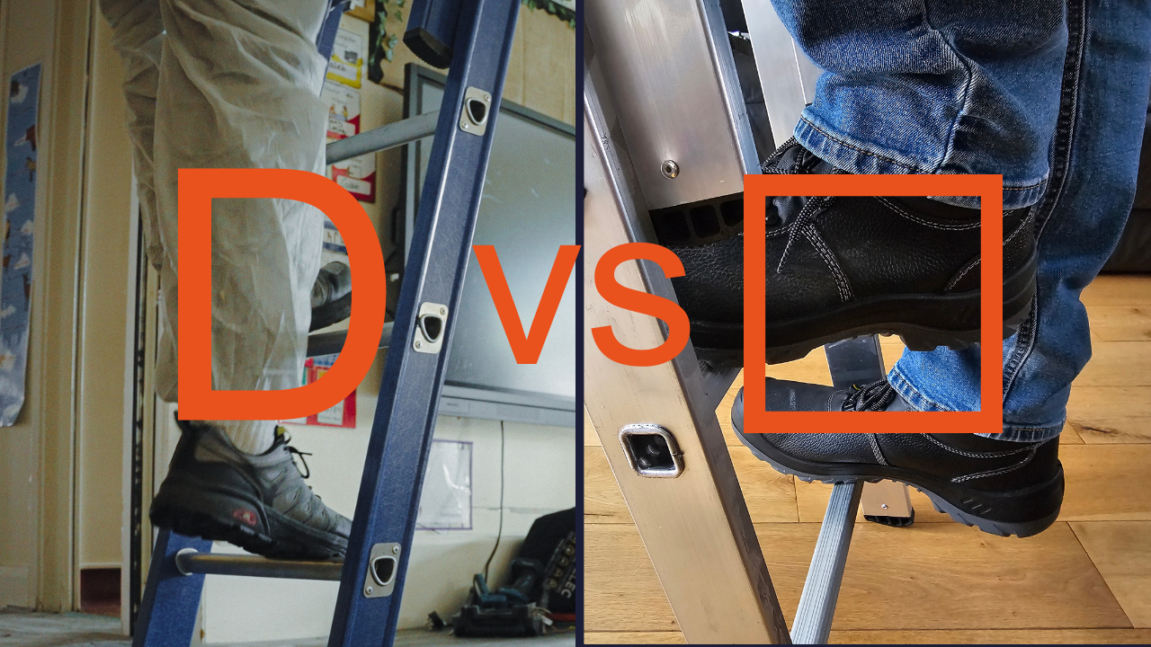 Image comparing a D-Shaped rung ladder and a Square rung ladder