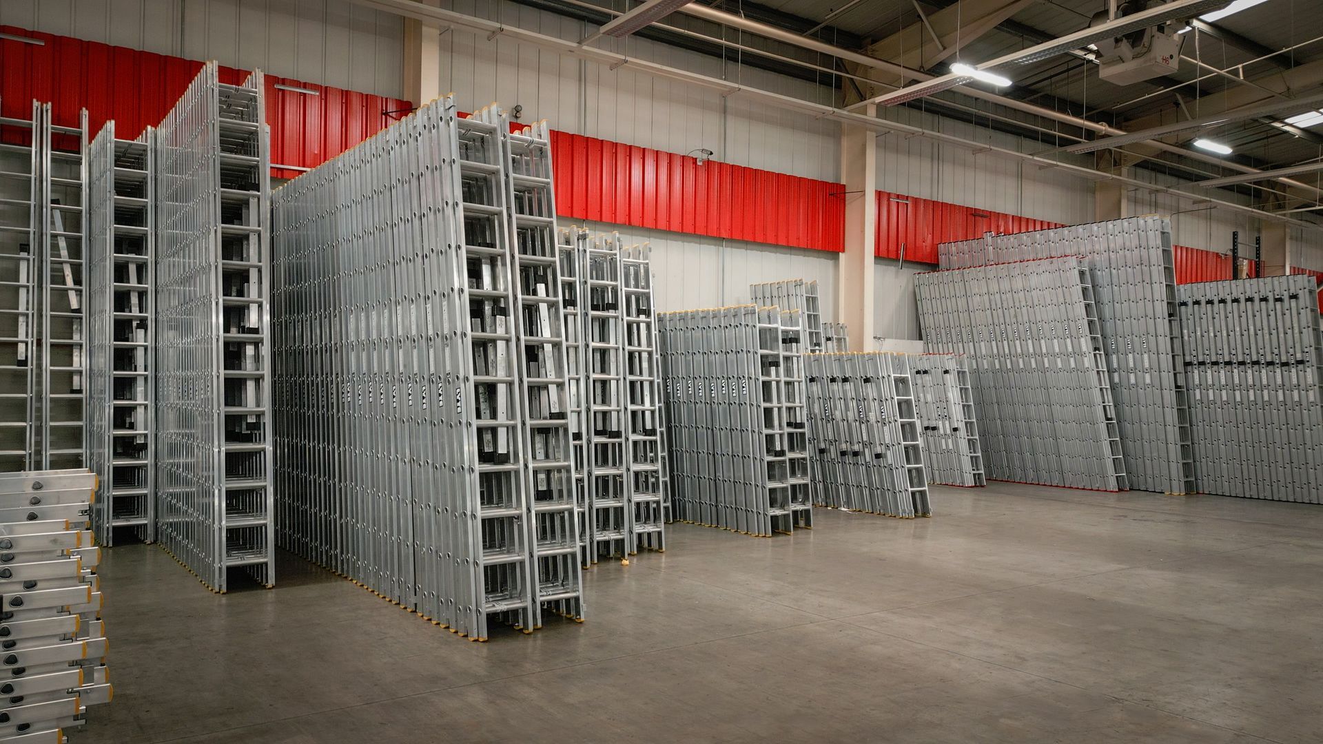 Stock of Extension Ladders in Lyte's Warehouse