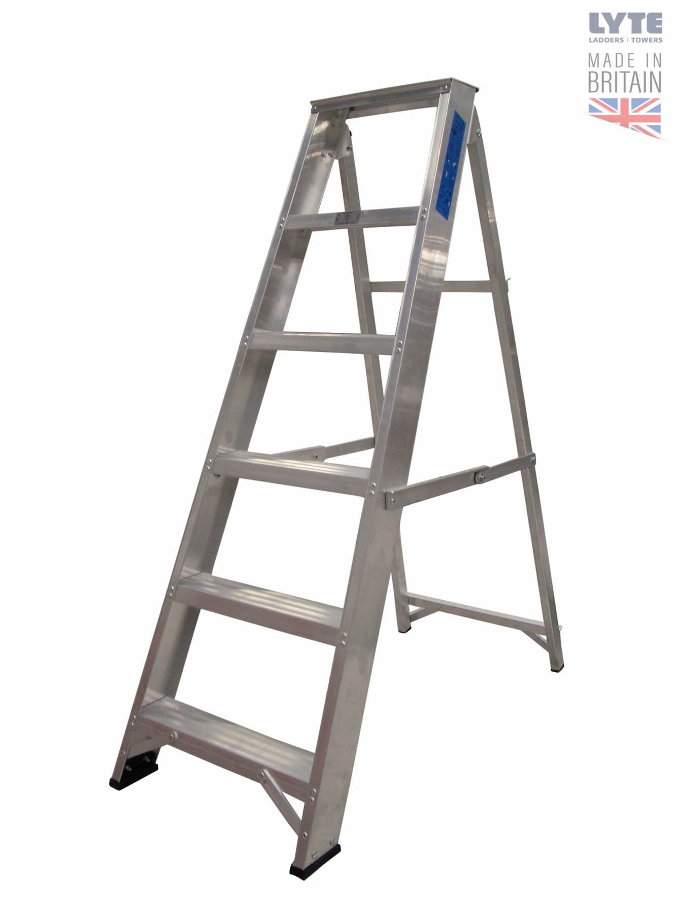 A ladder made in britain is shown on a white background.