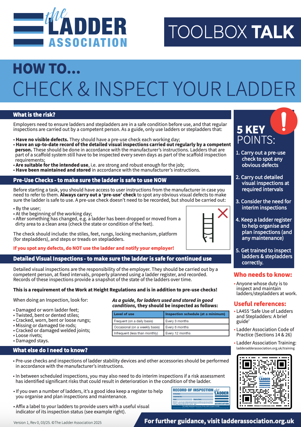 Ladder Association Toolbox Talk flyer image