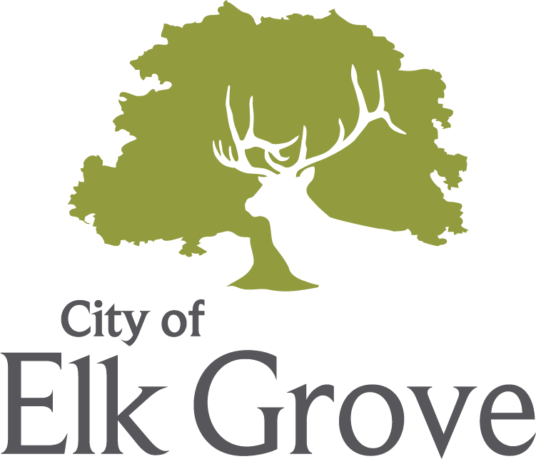 City of Elk Grove logo with elk silhouette under a green tree.