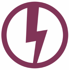 A lightning bolt in a circle on a white background