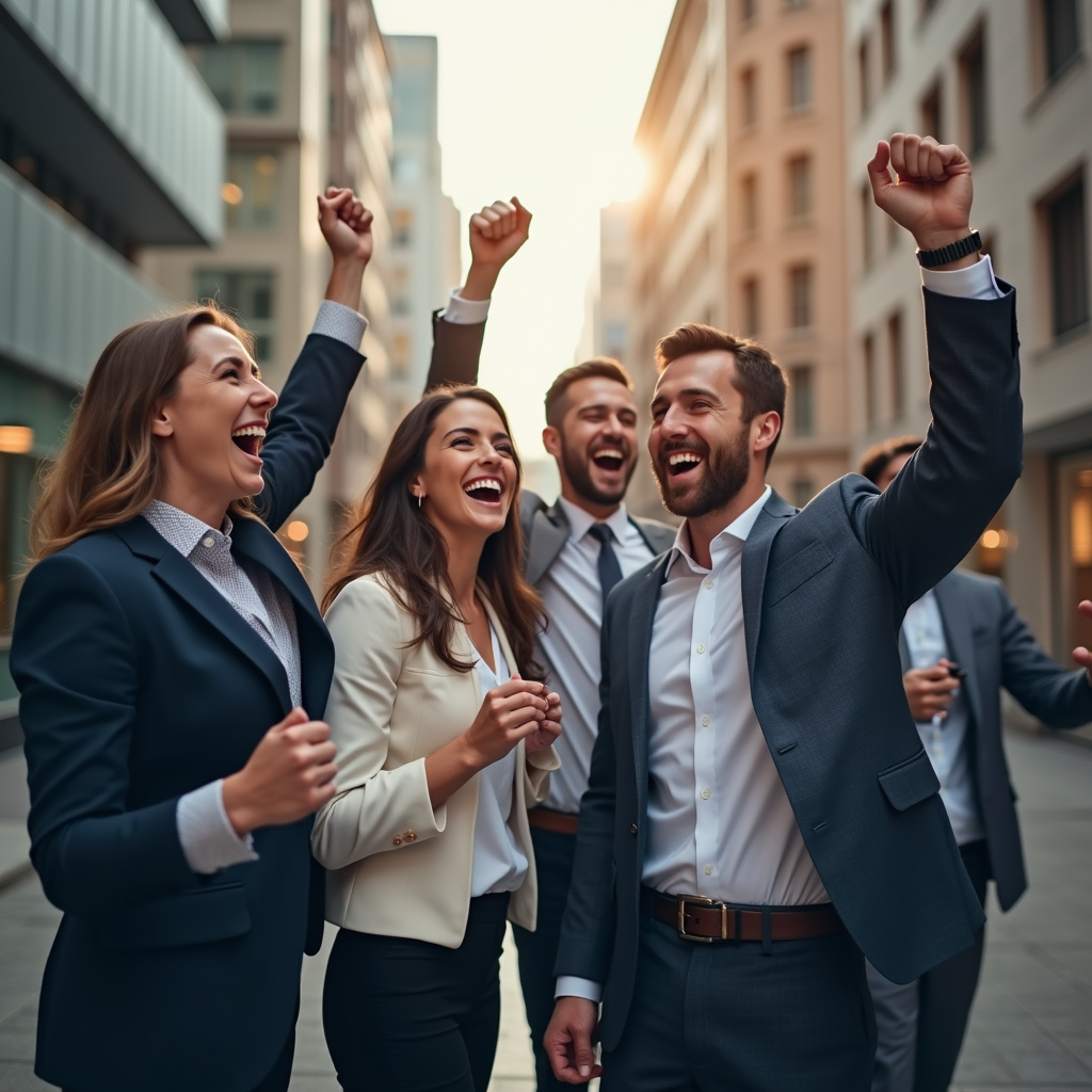 workers celebrate