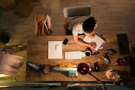 woman in an office table