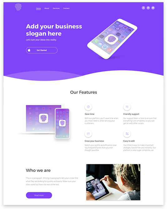 Mobile App Website builder Mobile App responsive template