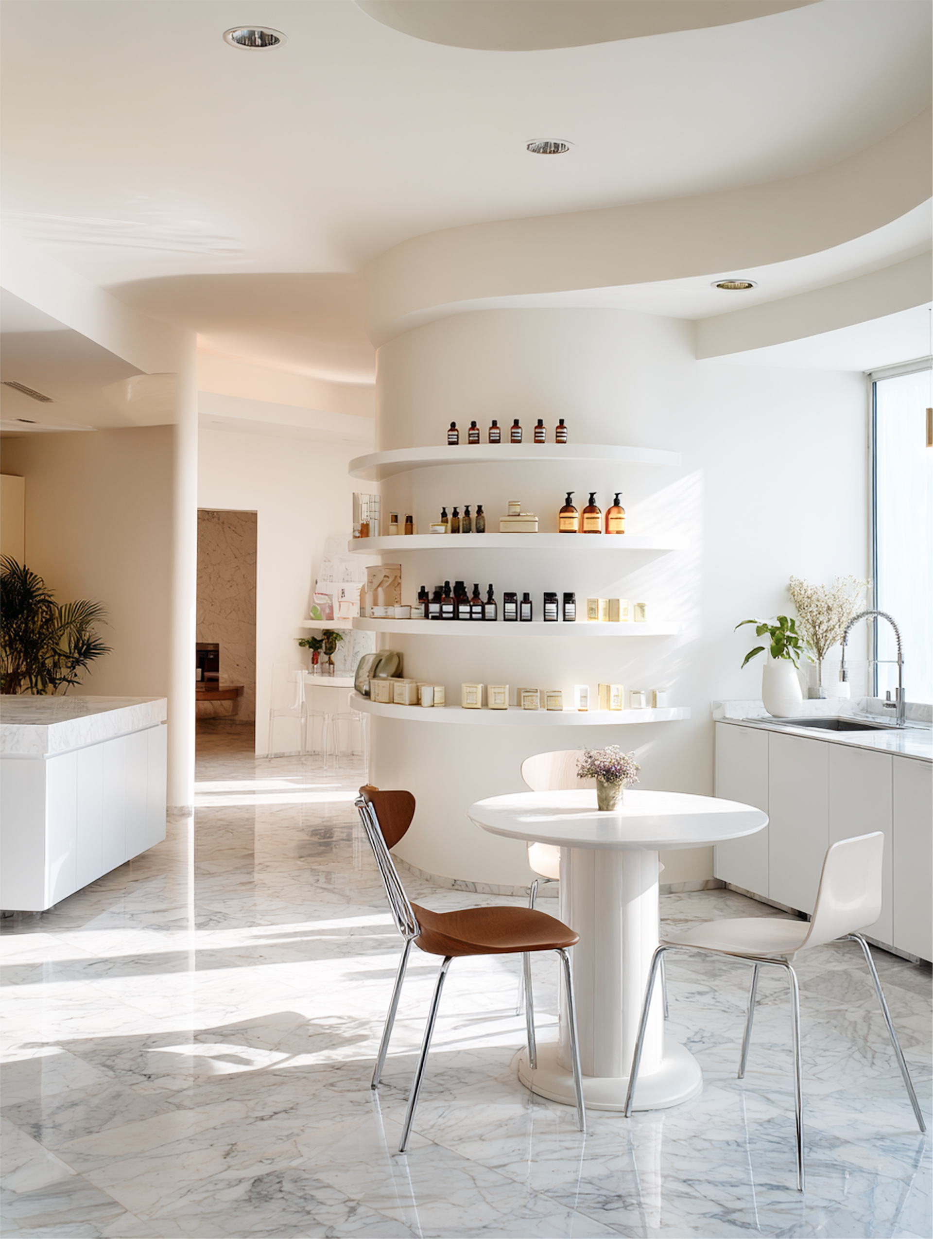 Wellness salon interior with commercial flooring