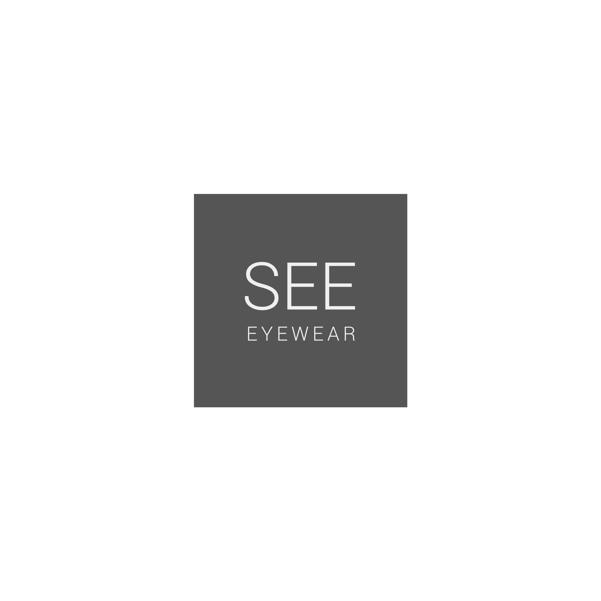 SEE Eyewear logo: white text 
