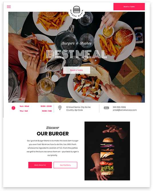 Burger Restaurant Website builder Burger Restaurant responsive template