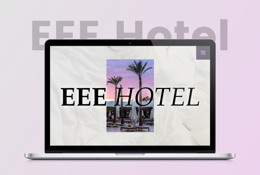 A laptop is open to a website for eee hotel