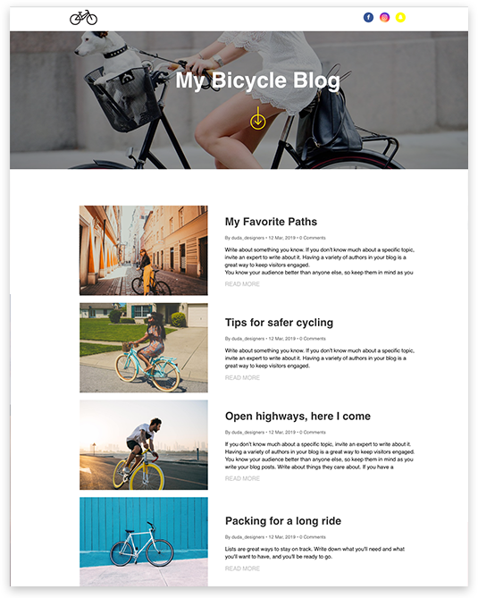 Website builder My Bicycle Blog responsive template