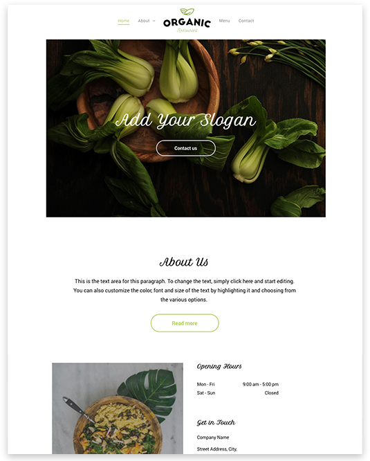 Organic Restaurant Website builder Organic Restaurant responsive template