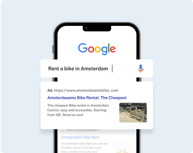 Smartphone screen showing a Google search for