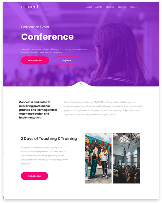 Corporate Event Website builder Corporate Event responsive template