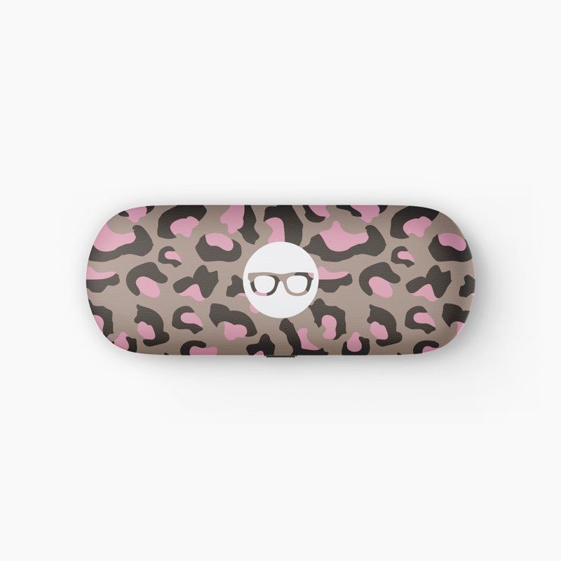 Caso rosa e grigio con stampa leopardo
