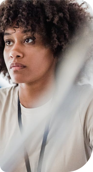 black woman staring into space