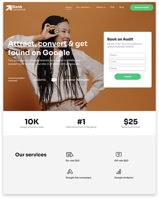 SEO Consultant Landing Page Website builder SEO Consultant Landing Page responsive template