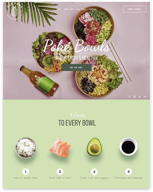 Poke Restaurant Website builder Poke Restaurant responsive template