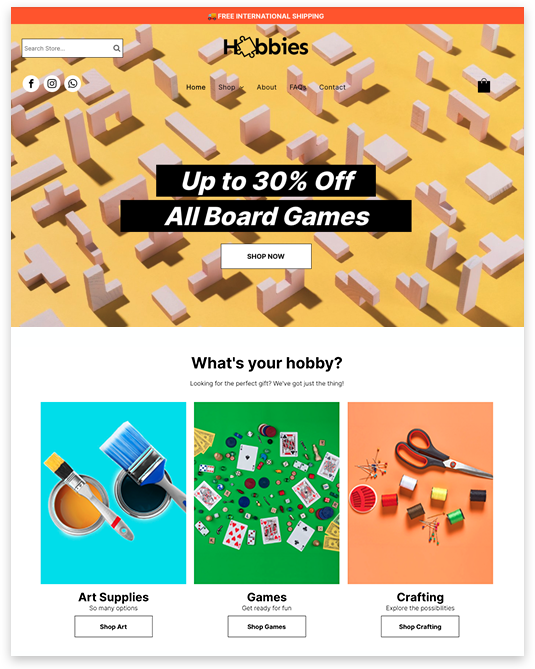 Hobby Store Website builder Hobby Store responsive template