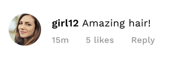 A picture of a woman in a circle with the words `` girl12 amazing hair ! ''