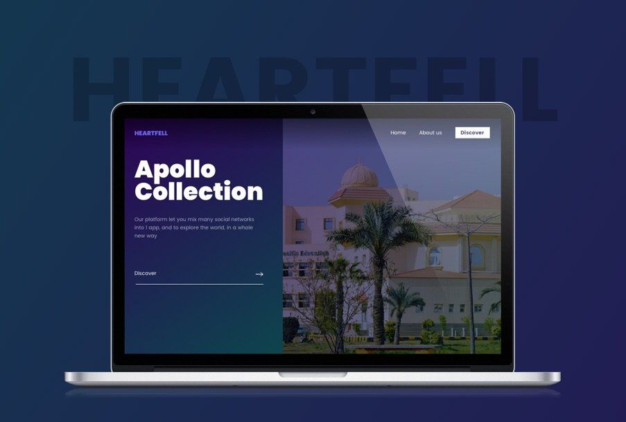 Una computadora portátil está abierta a un sitio web llamado colección Apollo.