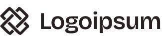 Black geometric knot logo beside the word “Logoipsum” in black on a white background
