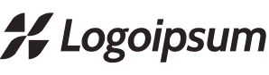 Logoipsum wordmark in black with a stylized four-diamond icon on a white background