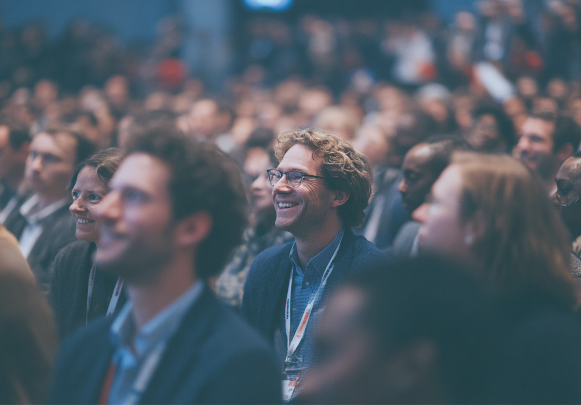 Audience listening during conference presentation