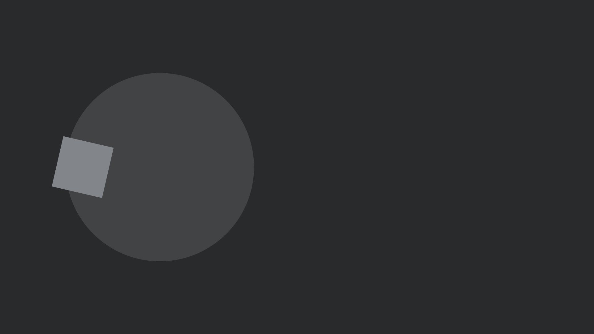 Gray square rotates on a darker gray circle against a dark gray background.