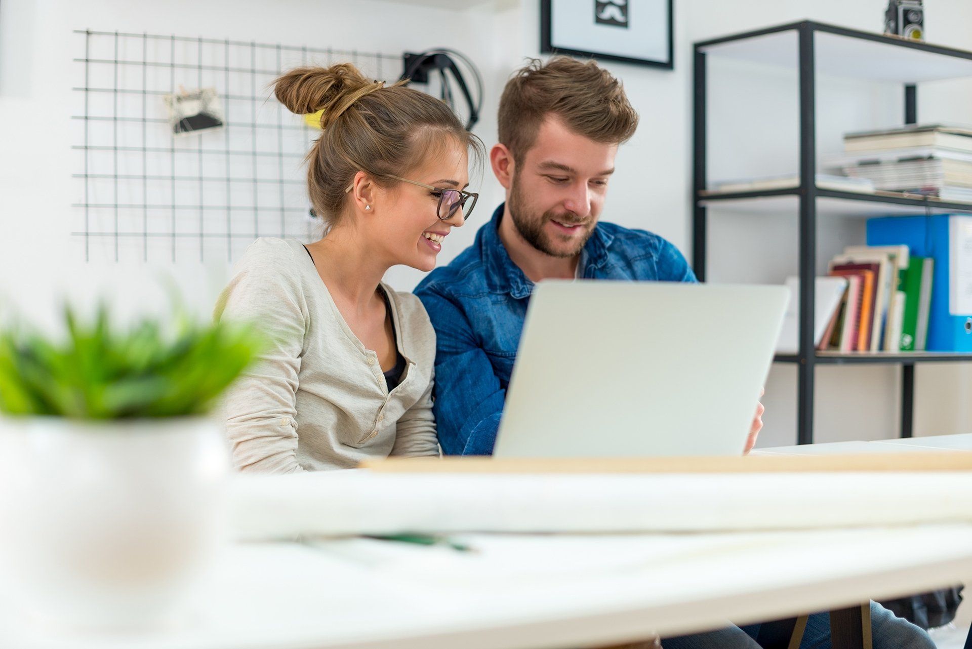Two colleagues working together on a venture