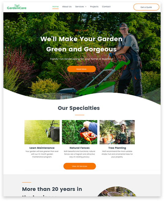 Gardener Website builder Gardener responsive template