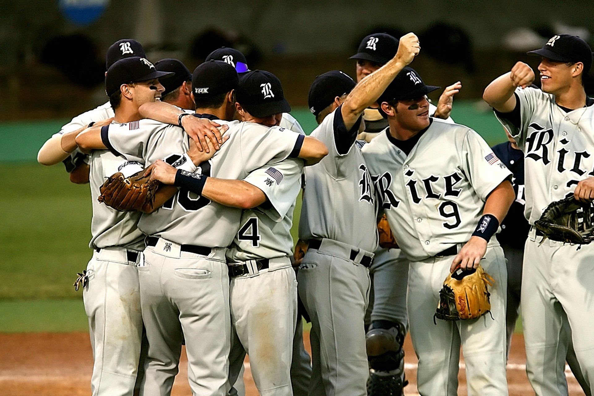 Baseball team celebrating victory