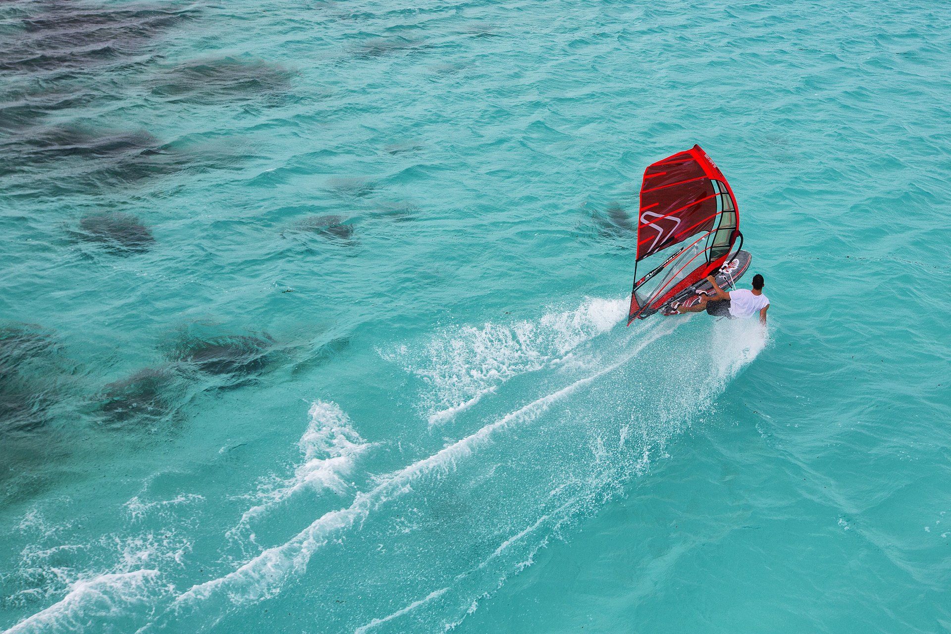windsurfing in ocean